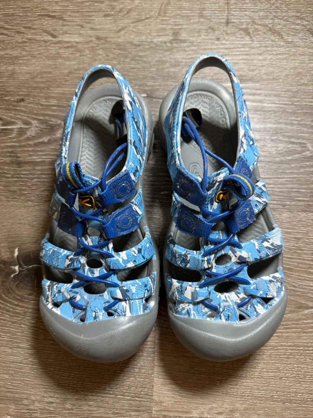 KEEN Blue Camo Youth SZ 4 Unisex Newport H2 Water Shoes Hiking / Waterproof